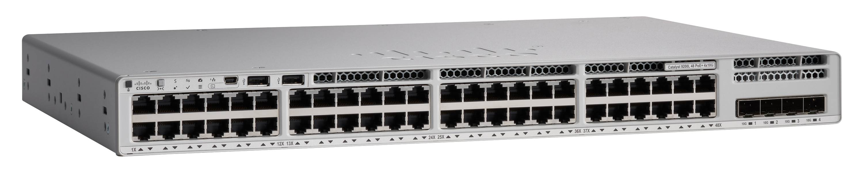 Cisco Catalyst 9200L - Network Essentials - Switch - L3 - managed - 12 x 100/1000/2.5G/5G/10GBase-T + 36 x 10/100/1000 (PoE+)