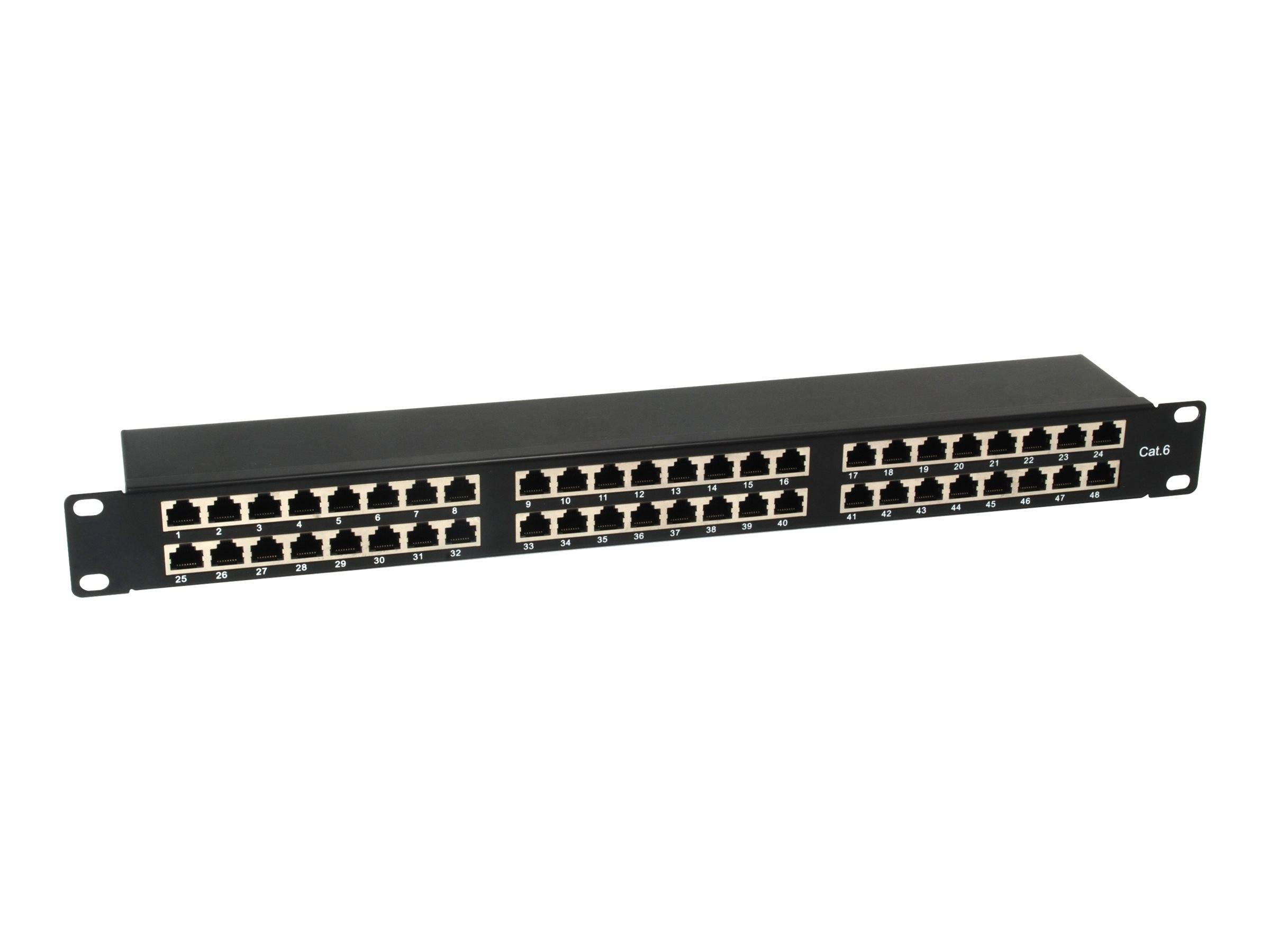 equip Pro - Patch Panel - Rack montierbar - CAT 6 - STP - RJ-45 X 48 - Schwarz - 1U - 48.3 cm (19"")