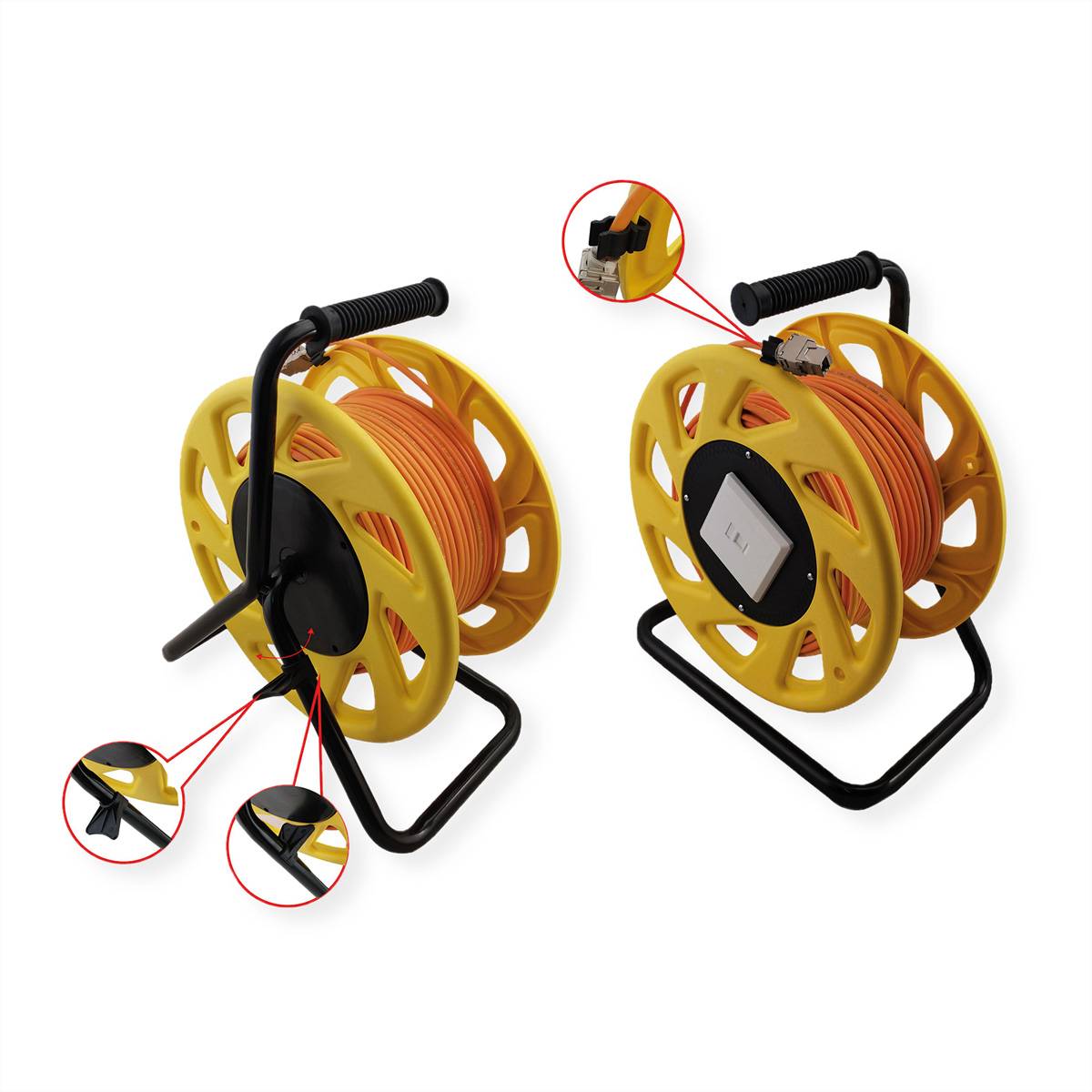 ROLINE RJ-45 Kabeltrommel Cat.6A (Class EA), orange, 60 m