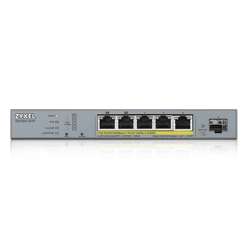 Switch 6x GE GS1350-6PoE große Reichweite 60W 802.3BT