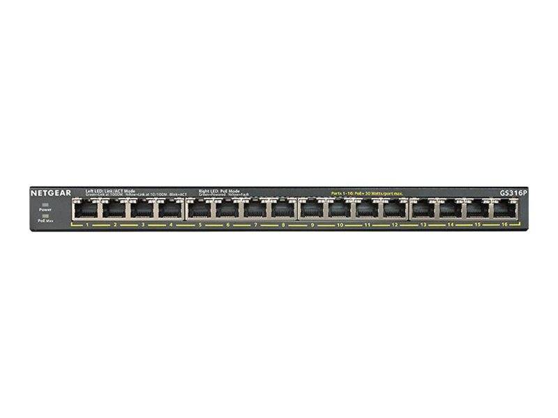 NETGEAR GS316P - Switch - unmanaged - 16 x 10/100/1000 (PoE+)