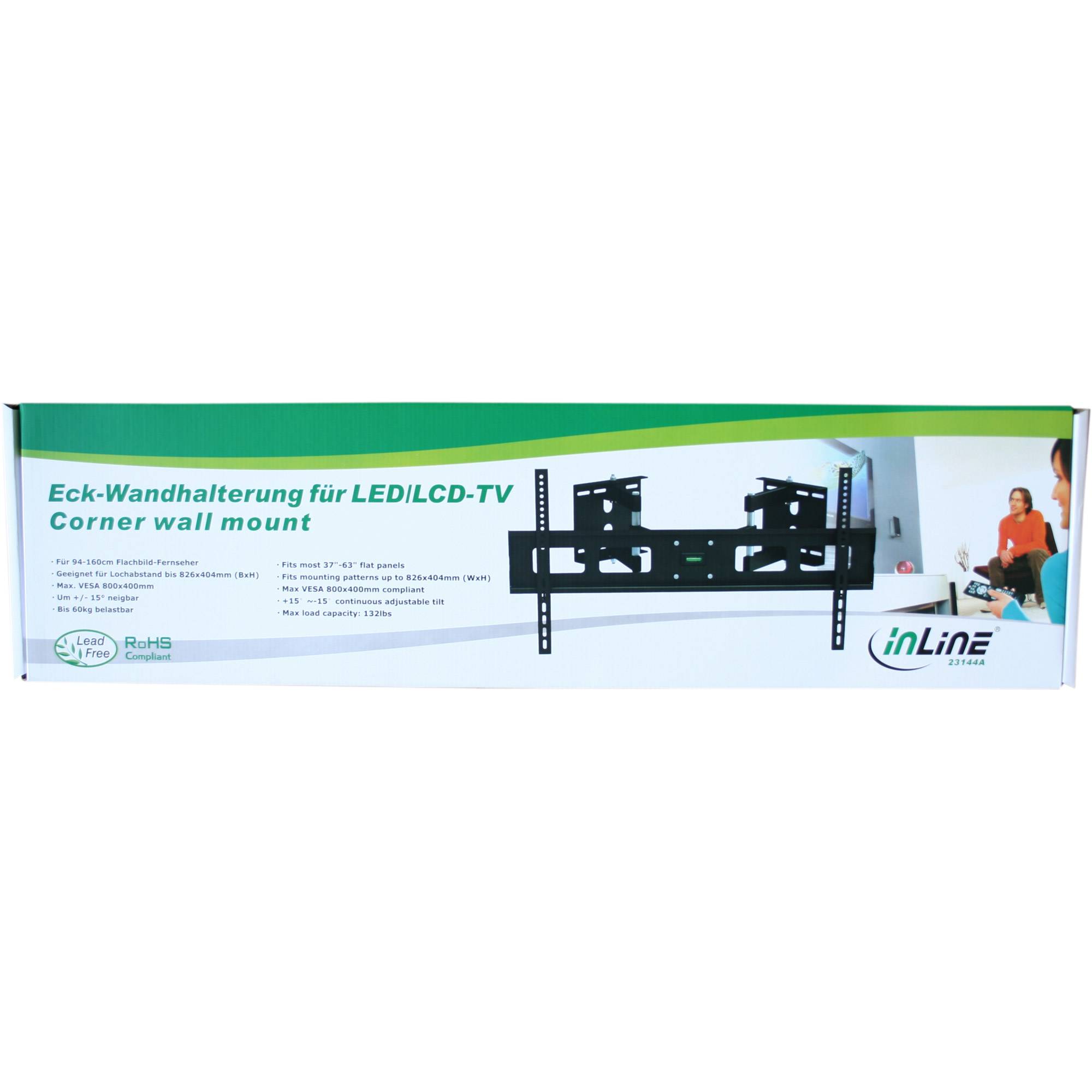 INLINE - Eck-Wandhalterung - für LED/LCD/Plasma - 94-160cm (37-63"") - bis 60kg