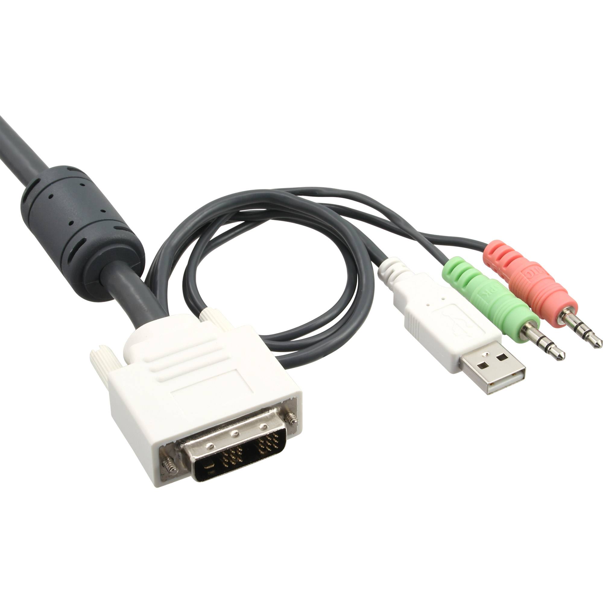 INLINE - KVM Switch - 2-fach - DVI-D - USB - mit Audio - integr. Kabel