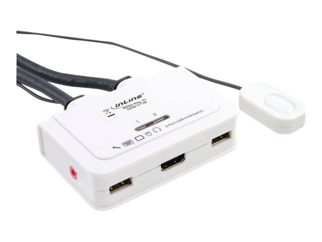 INLINE - KVM Switch - 2-fach - HDMI - USB - mit Audio - integr. Kabel