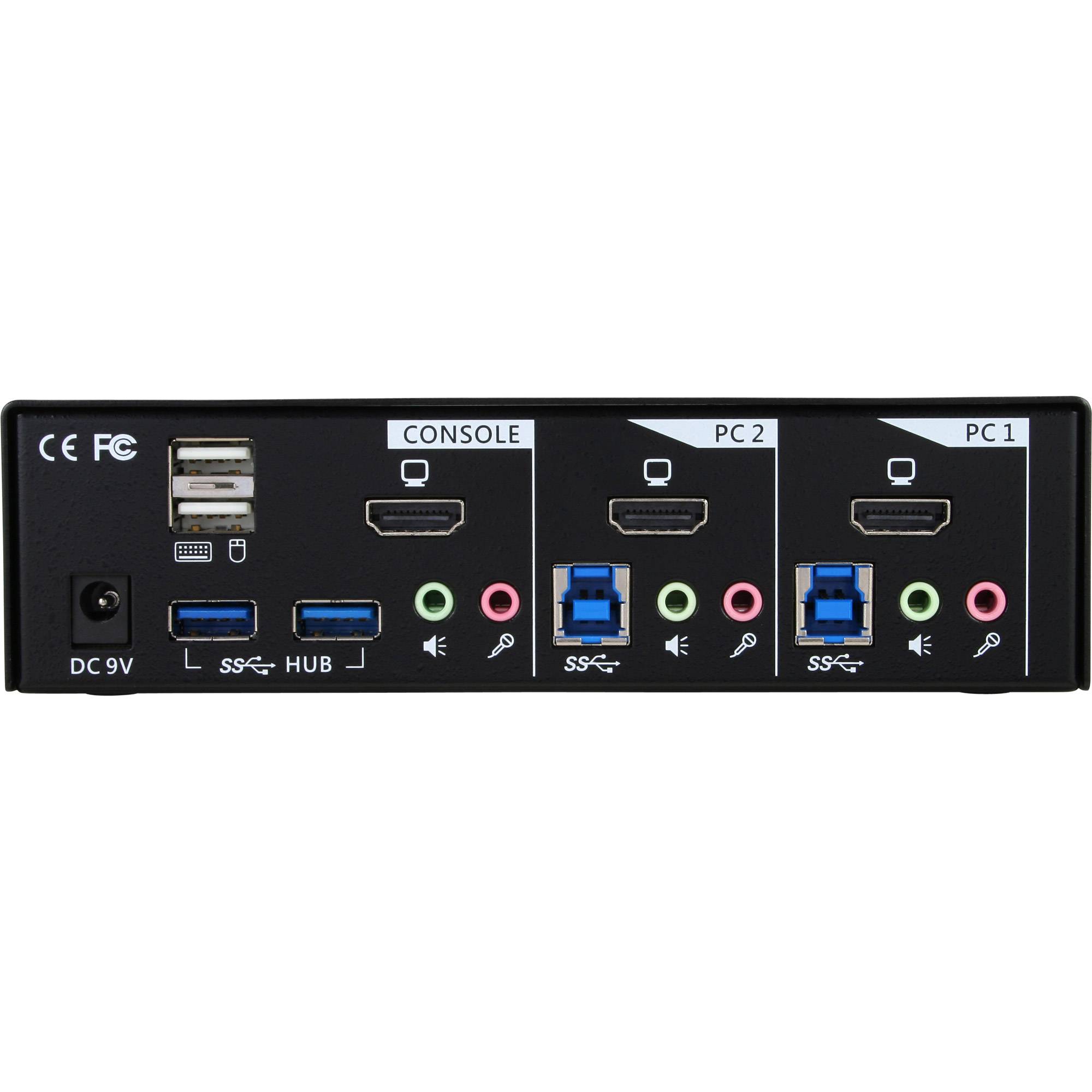 INLINE - KVM Desktop Switch - 2-fach - HDMI - USB 3.0 Hub - mit Audio