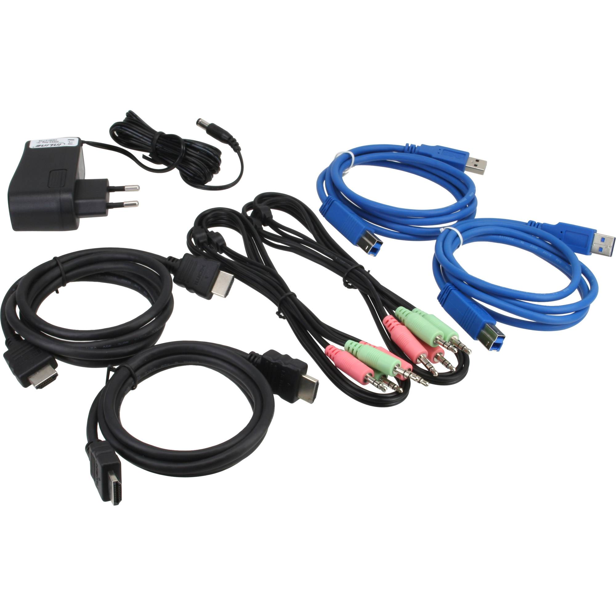 INLINE - KVM Desktop Switch - 2-fach - HDMI - USB 3.0 Hub - mit Audio