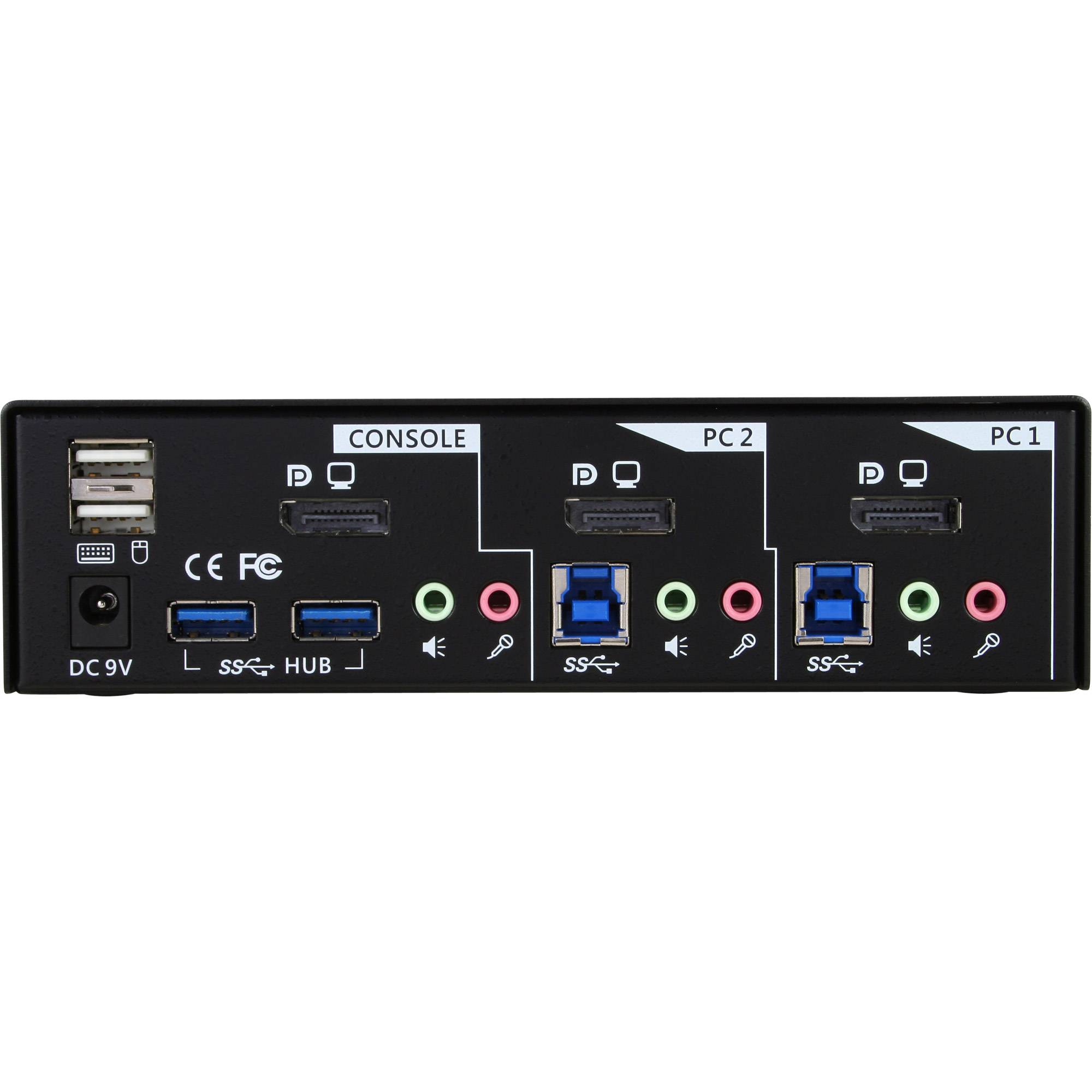 INLINE - KVM Desktop Switch - 2-fach - DisplayPort - USB 3.0 Hub - mit Audio