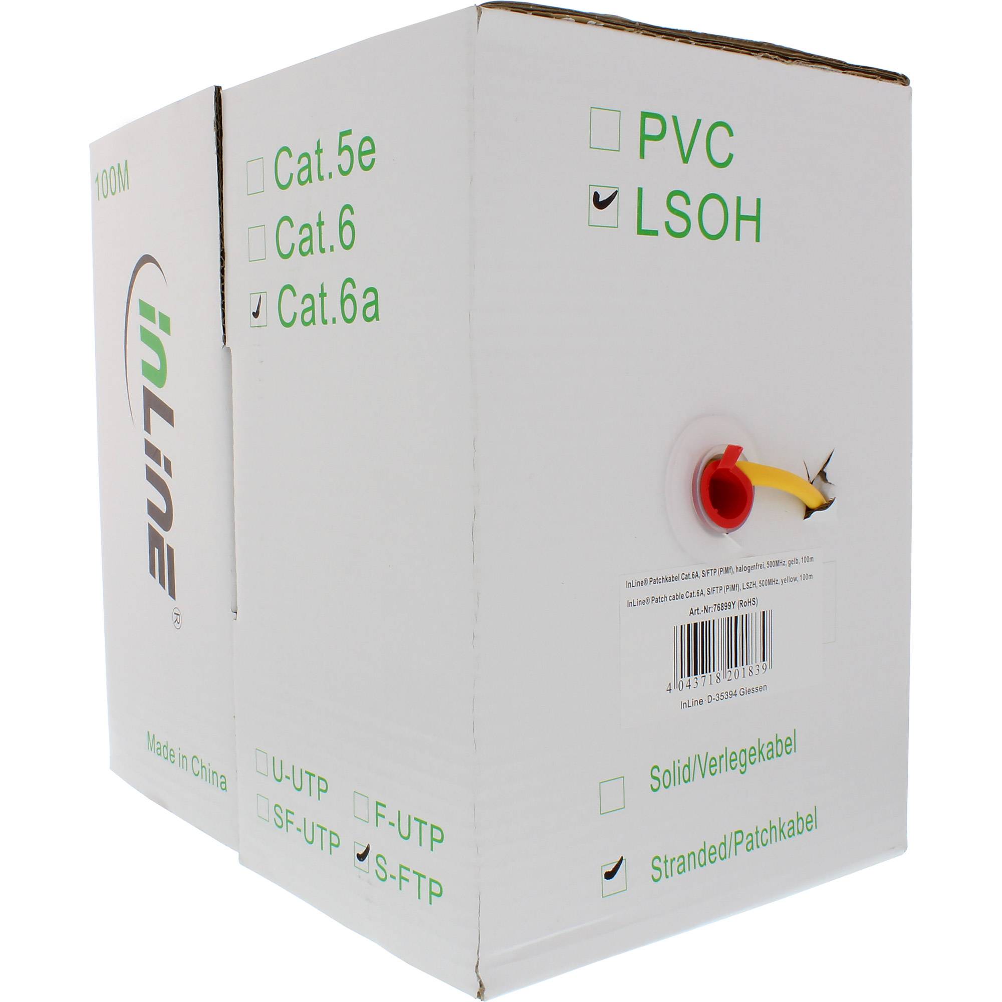 INLINE - Patchkab. - S/FTP (PiMf) - Cat.6A - 500MHz - halogenfrei - Kupfer - gelb - 100m