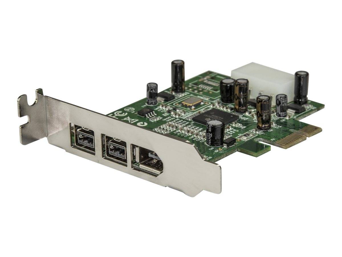 PCI-Erweiterungskarte mit drei USB-Anschlüssen und Leiterplattenkomponenten auf weißem Hintergrund