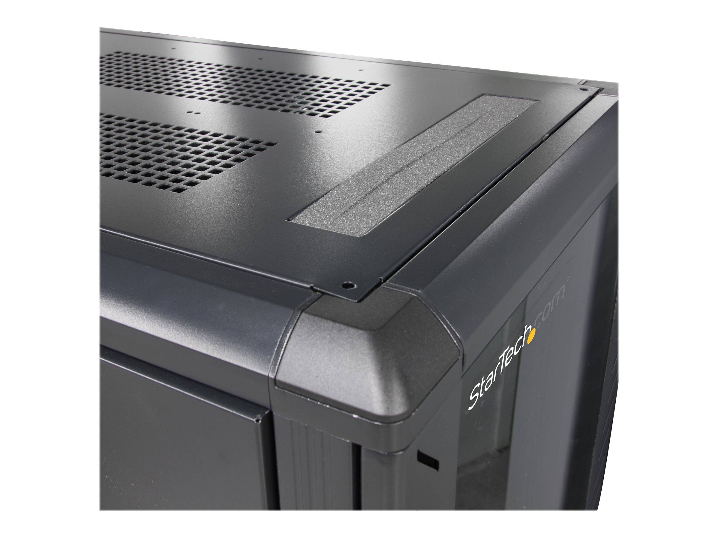 StarTech.com RK1236BKF Serverschrank (12HE, 73,7 cm tief, bis max. 800 Kg belastbar, mit Rollen, Tür mit Fenster und Sch