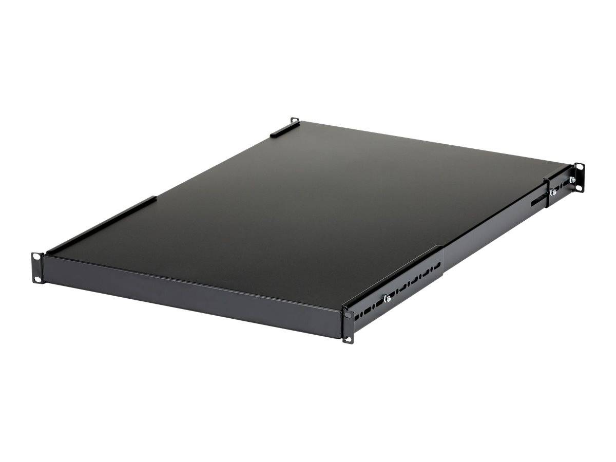 StarTech.com 1 HE verstellbarer Schwerlast Fachboden für Server Rack/ Schrank bis 80 Kg - Fachboden für Serverschrank 1HE - Rack - Regal - Schwarz
