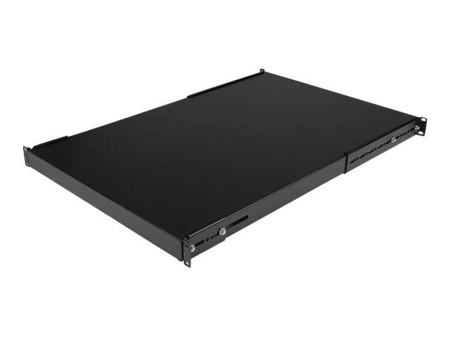 StarTech.com 1 HE verstellbarer Schwerlast Fachboden für Server Rack/ Schrank bis 80 Kg - Fachboden für Serverschrank 1HE - Rack - Regal - Schwarz