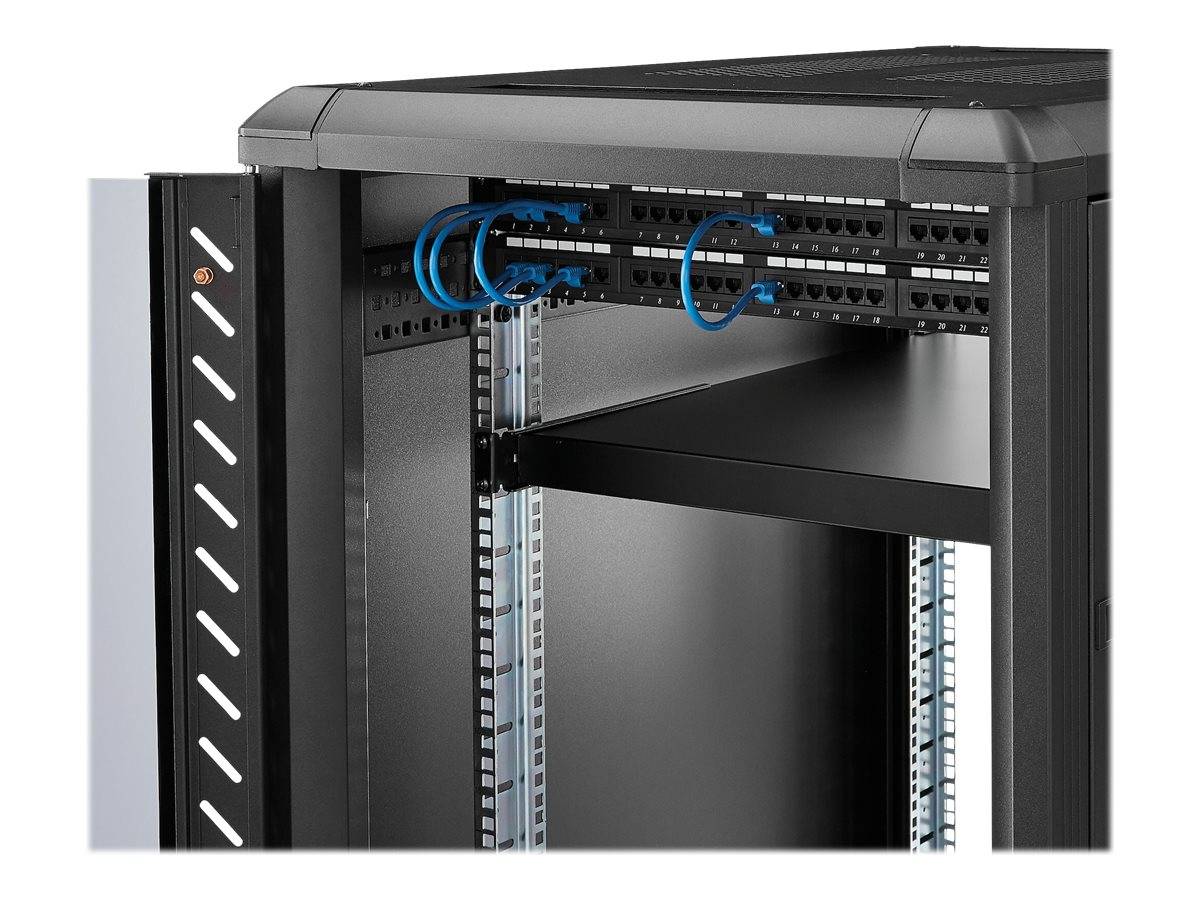 StarTech.com 1 HE verstellbarer Schwerlast Fachboden für Server Rack/ Schrank bis 80 Kg - Fachboden für Serverschrank 1HE - Rack - Regal - Schwarz