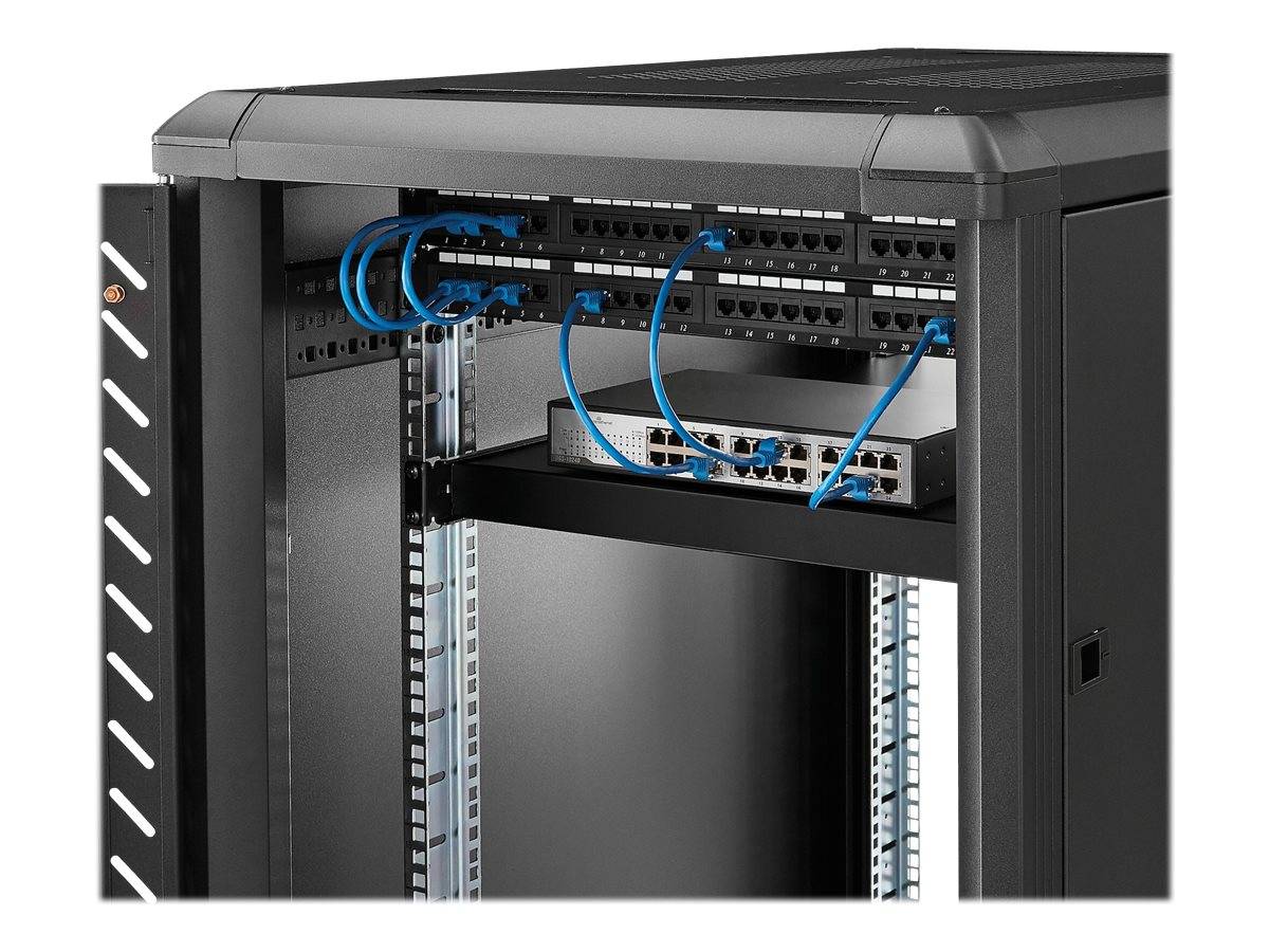 StarTech.com 1 HE verstellbarer Schwerlast Fachboden für Server Rack/ Schrank bis 80 Kg - Fachboden für Serverschrank 1HE - Rack - Regal - Schwarz