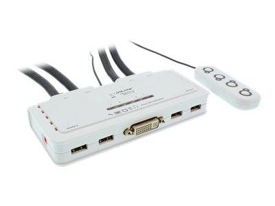INLINE - KVM Switch - 4-fach - DVI-D - USB - mit Audio - integr. Kabel
