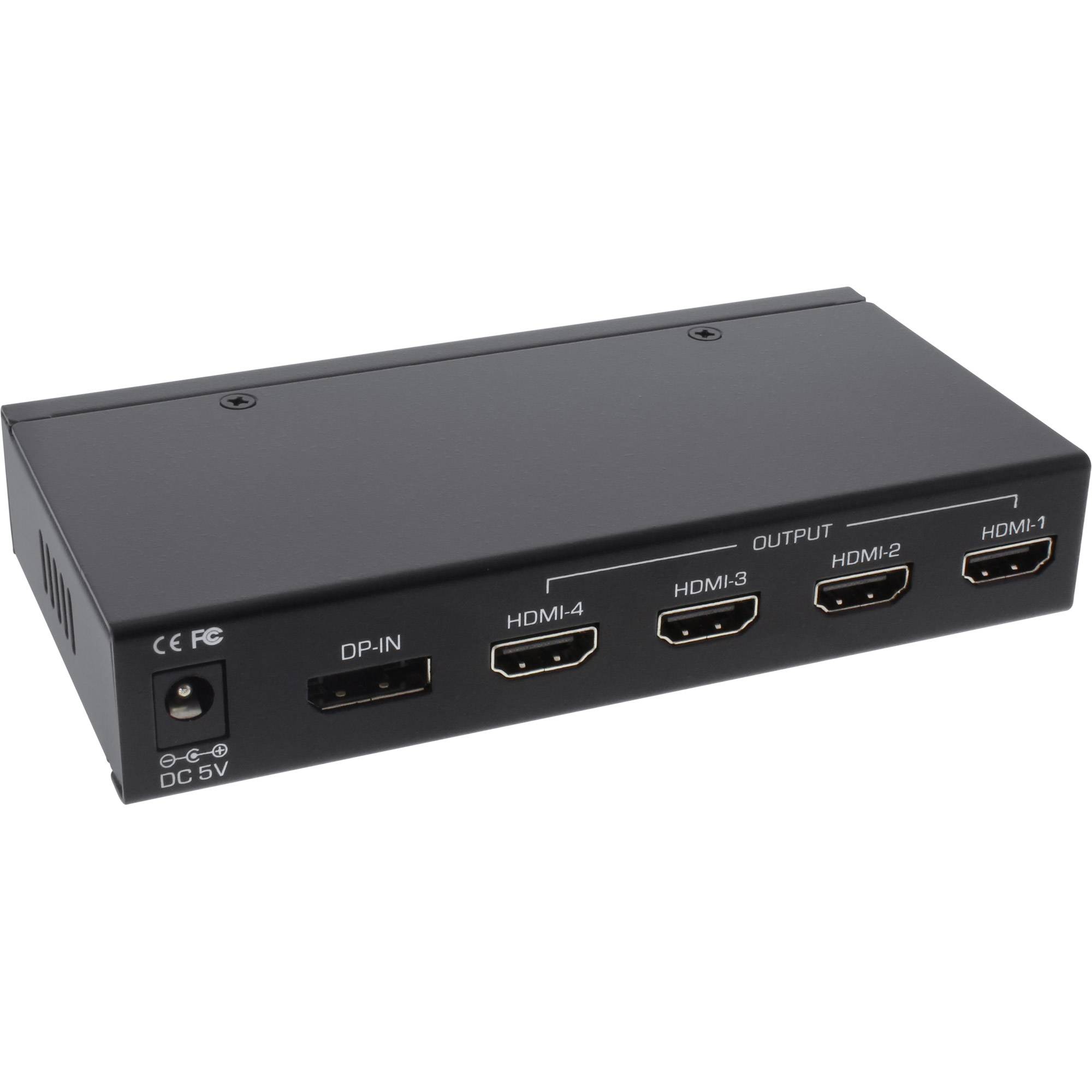 INLINE - Displayport zu HDMI 2x2 Videowand Splitter - 1 Eingang auf 4 Ausgänge - 4K