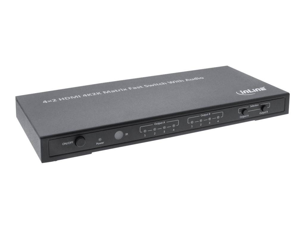 INLINE - HDMI Matrix Switch / Umschalter - 4K2K - 4 Eingänge auf 2 Ausgänge