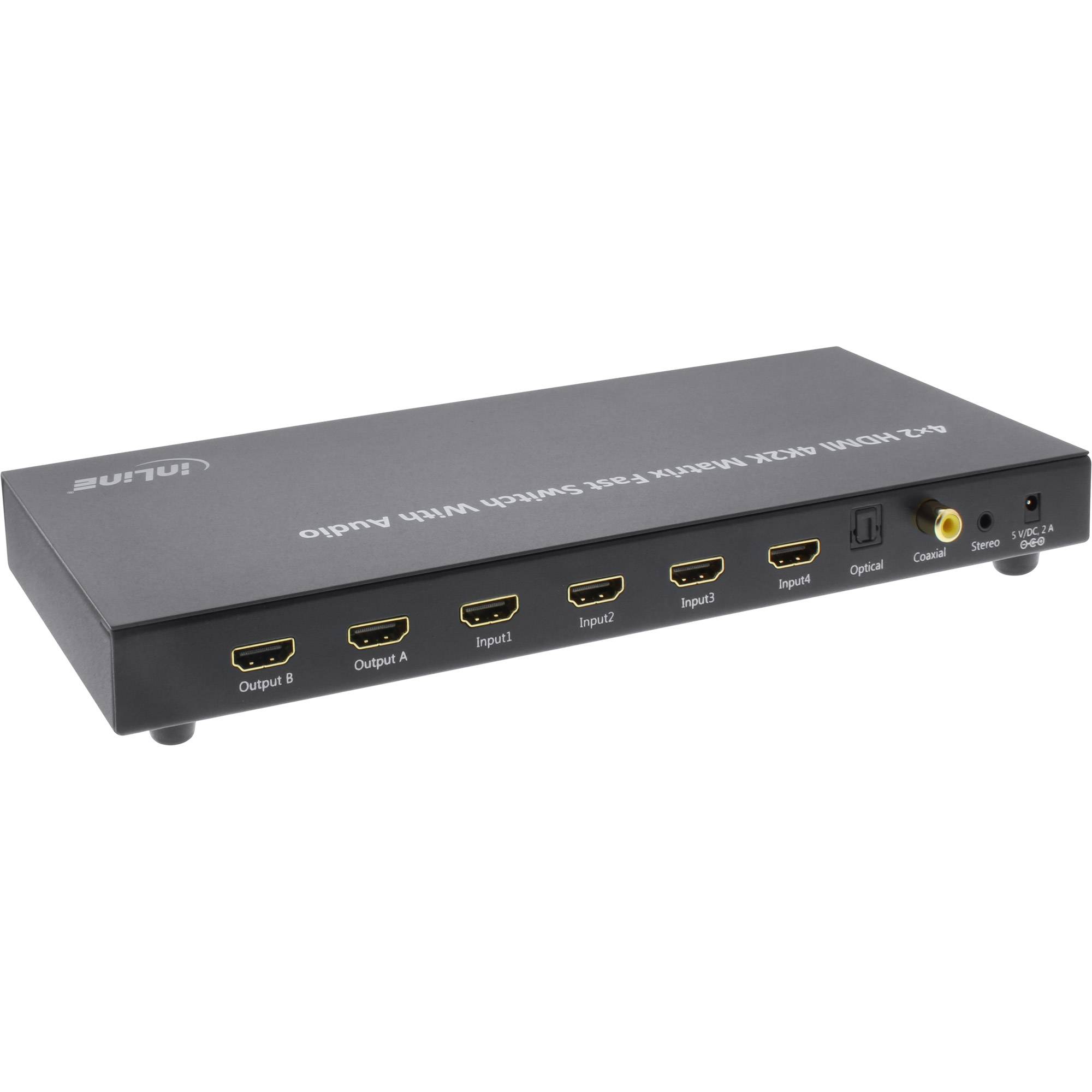 INLINE - HDMI Matrix Switch / Umschalter - 4K2K - 4 Eingänge auf 2 Ausgänge