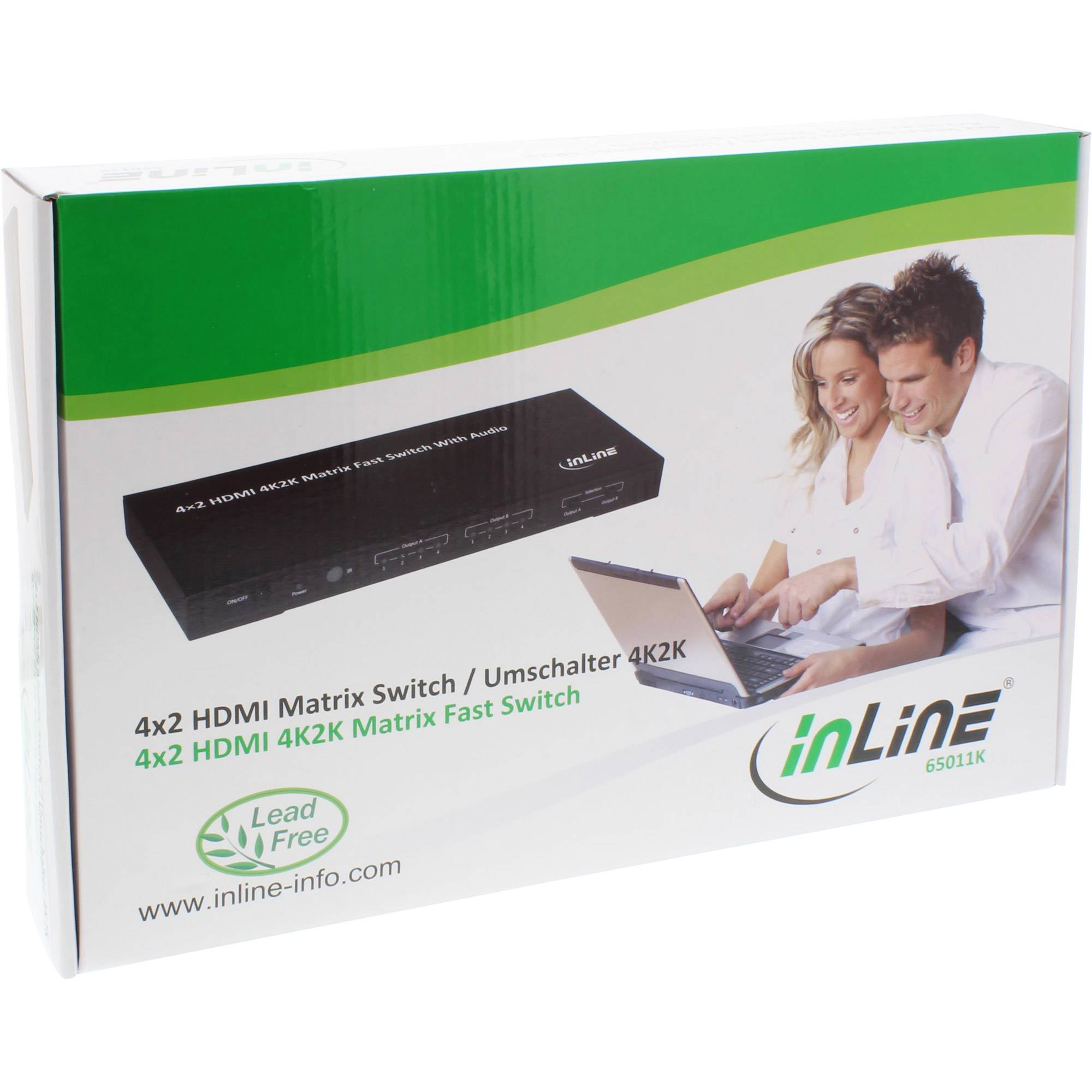 INLINE - HDMI Matrix Switch / Umschalter - 4K2K - 4 Eingänge auf 2 Ausgänge