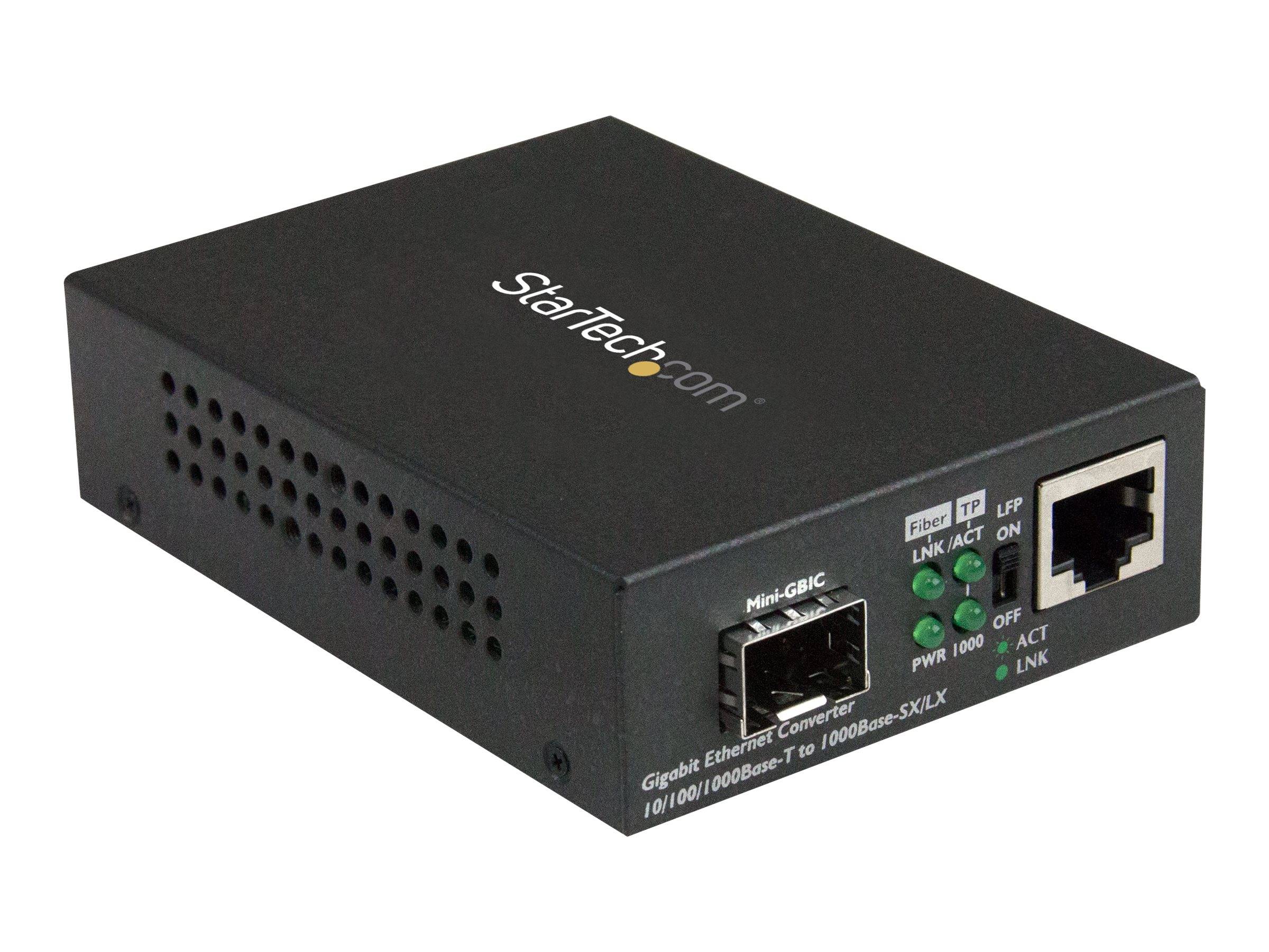 StarTech.com Gigabit Ethernet LWL / Glasfaser Medienkonverter mit SFP - 1000 Mbit/s Multimode Gigabit Ethernet Medienkon