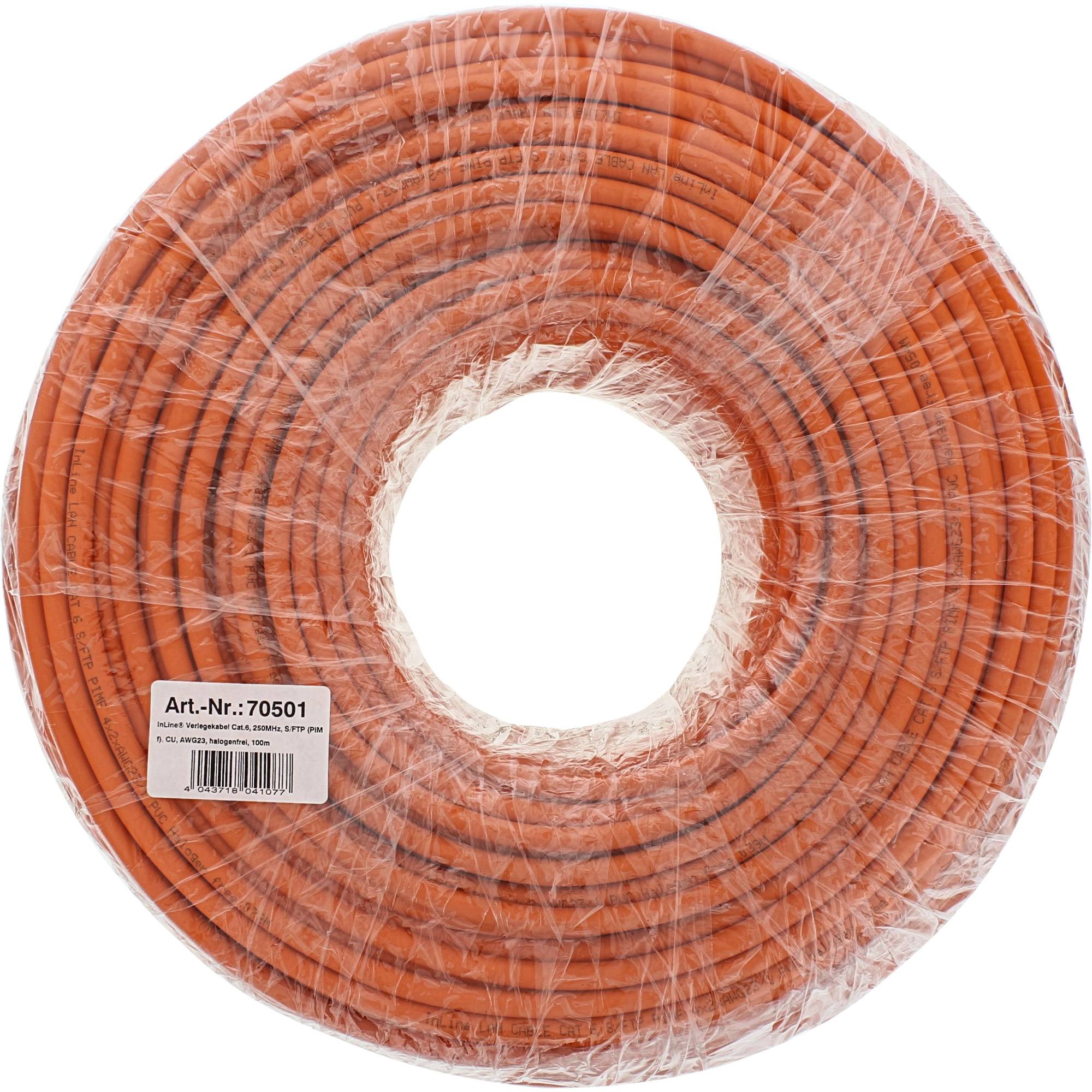 INLINE - Verlegekabel Cat.6 - 250MHz - S/FTP (PiMf) - CU - AWG23 - halogenfrei - 50m