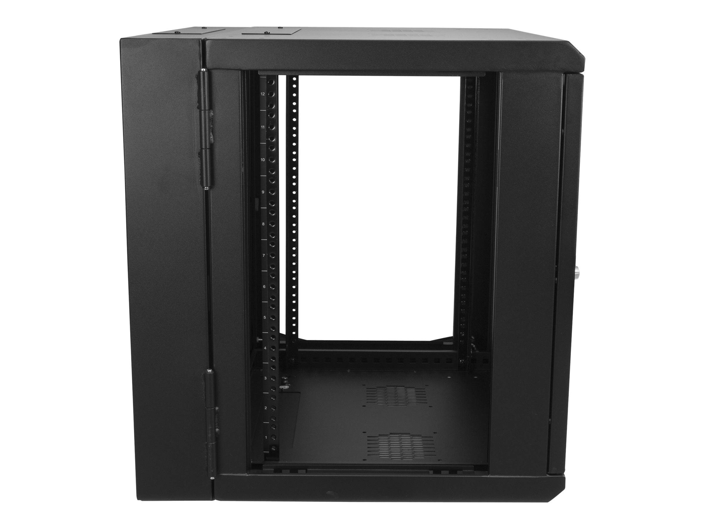 StarTech.com 12U 19" Wall Mount Network Cabinet, 20" Deep 4 Post Hinged Locking IT Computer Equipment Enclosure with Shelf, Flexible Vented Switch