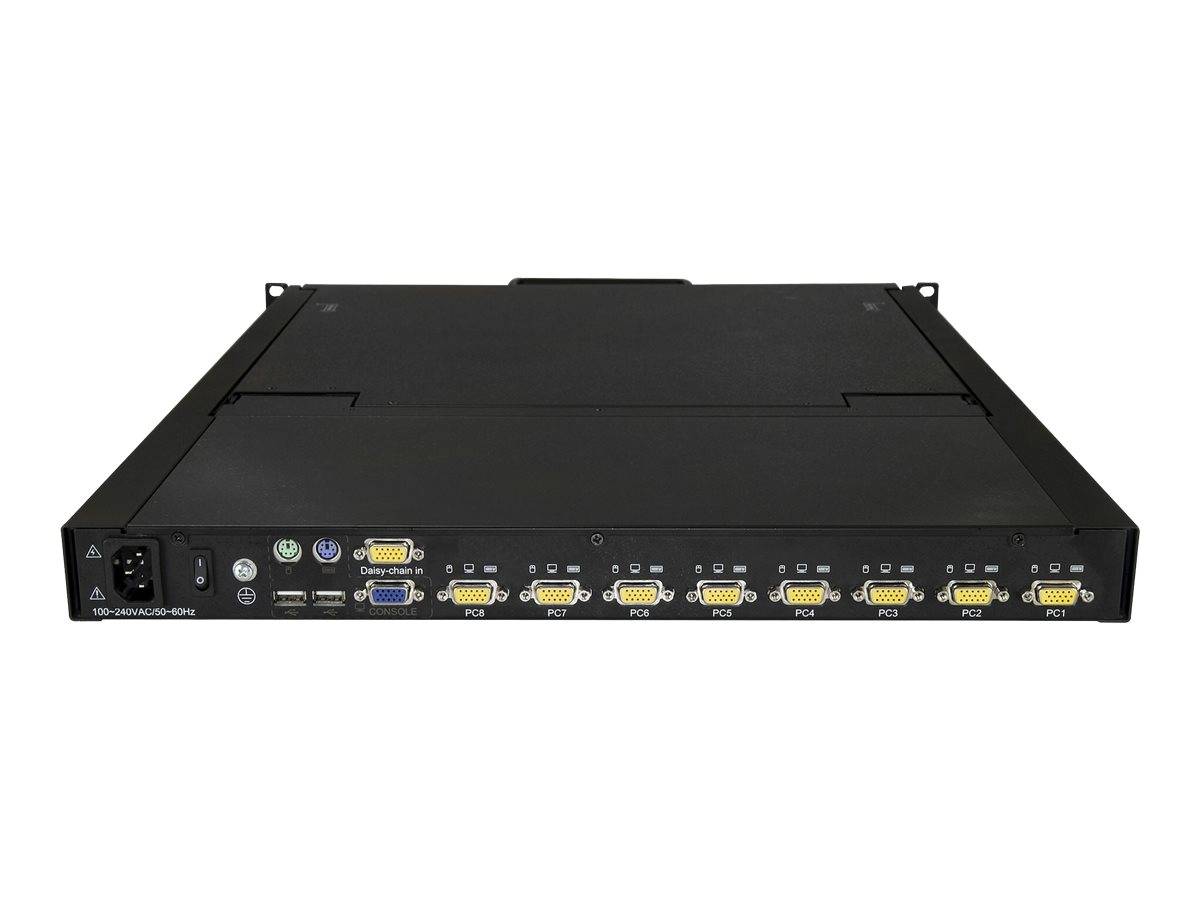 StarTech.com 8 Port Rack KVM Konsole mit 1,8 m Kabeln - US Tastatur(QWERTY), Integrierter KVM Switch mit 19"" LCD Monitor