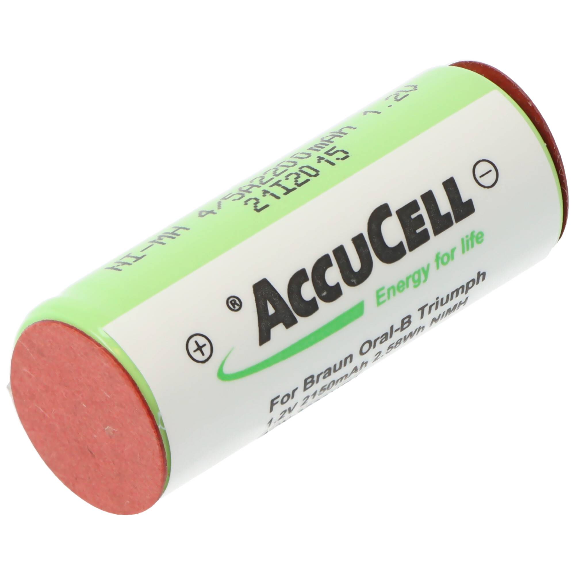 Akku NiMH 4/5A, 43x17mm passend für elektrische Zahnbürsten der Braun Oral-B Triumph Serie (bitte Maße 43x17mm prüfen)