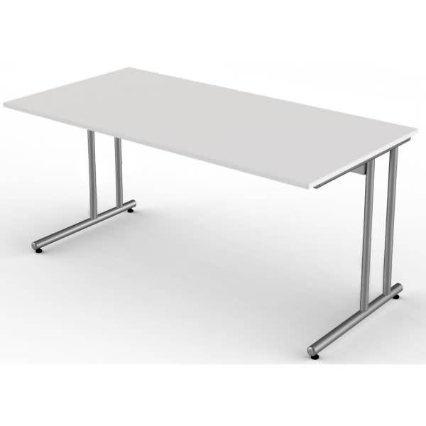 Schreibtisch start up Fuß silber BxT 160x80cm lichtgrau