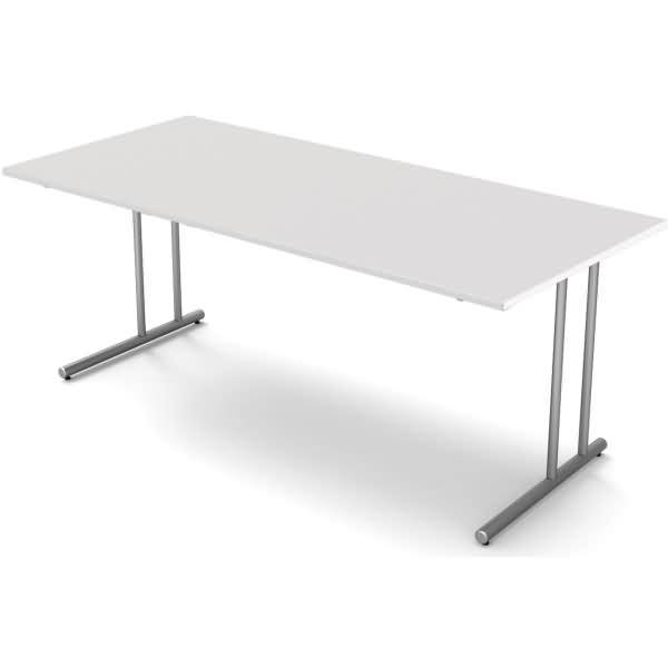 Schreibtisch start up Fuß silber BxT 180x80cm lichtgrau