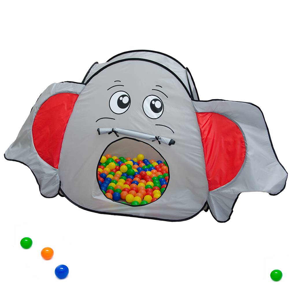 Spielzelt Kinderzelt mit Tunnel JUMBO | Bällebad Zelt für Drinnen und Draußen | Kinderspielzelt inkl. Aufbewahrungstasche