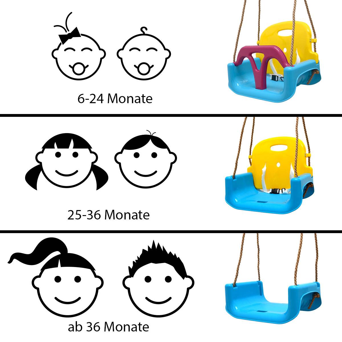 3-in-1 Kinderschaukel 40x43x33cm Babyschaukel Garten Schaukel Kinder Spielzeug