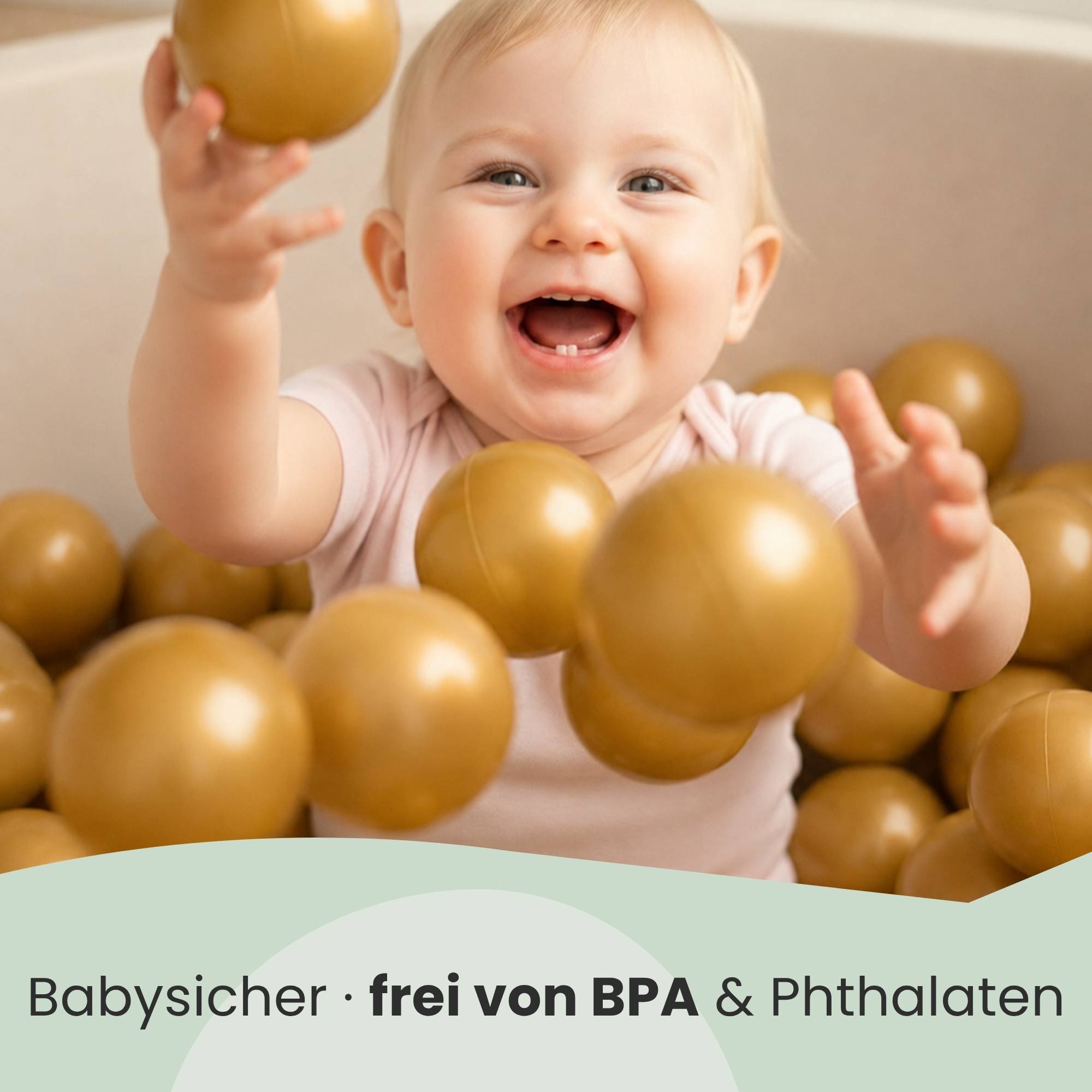 50 Bälle für Bällebad 5,5cm Babybälle Plastikbälle Baby Spielbälle Gold