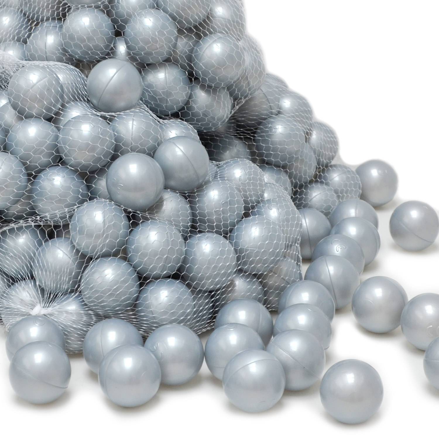 50 Bälle für Bällebad 5,5cm Babybälle Plastikbälle Baby Spielbälle Silber Grau