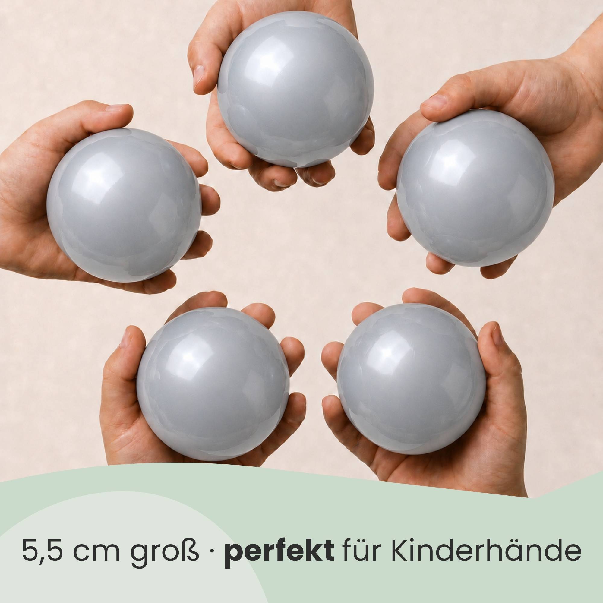 50 Bälle für Bällebad 5,5cm Babybälle Plastikbälle Baby Spielbälle Silber Grau