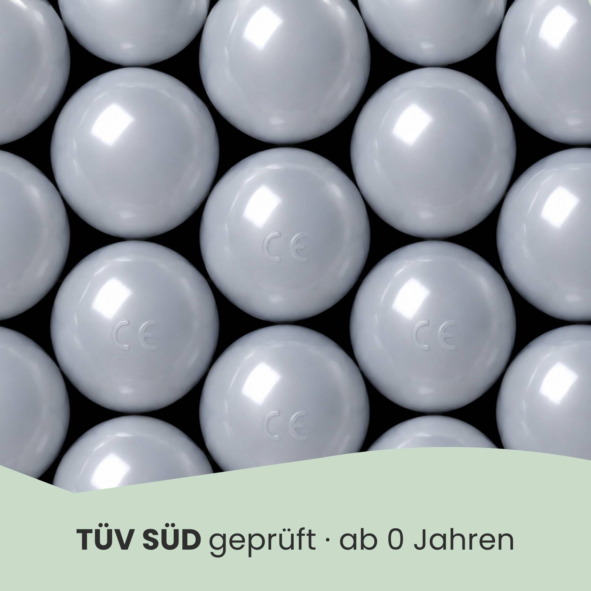 50 Bälle für Bällebad 5,5cm Babybälle Plastikbälle Baby Spielbälle Silber Grau
