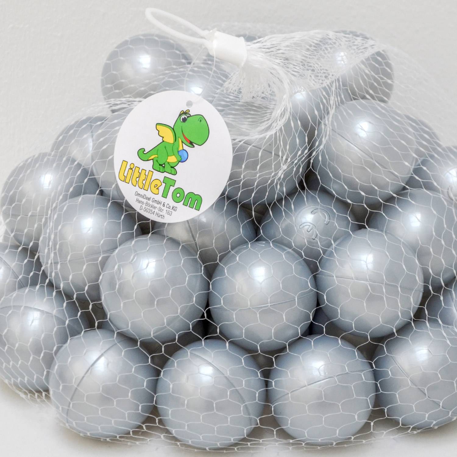 50 Bälle für Bällebad 5,5cm Babybälle Plastikbälle Baby Spielbälle Silber Grau