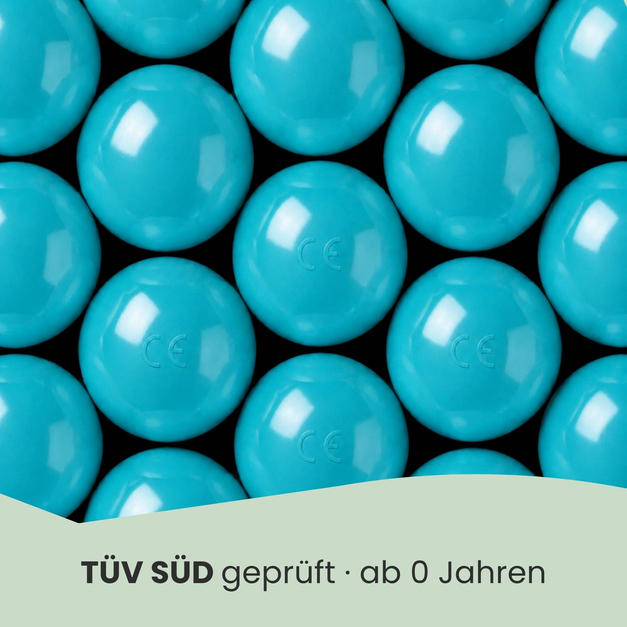 50 Bälle für Bällebad 5,5cm Babybälle Plastikbälle Baby Spielbälle Türkis
