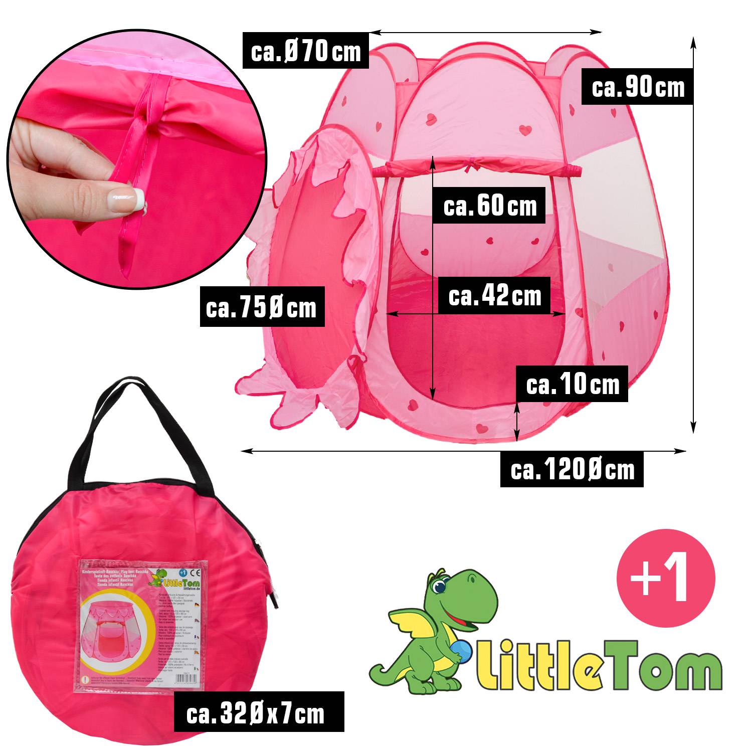 Mädchen Spielzelt 120x120x90cm Kinder-Zelt Bällebad Pop-Up Zelt Rosa