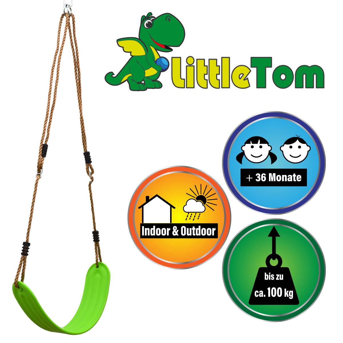 Elastische Brettschaukel 67x14cm Kinderschaukel Schaukel-Brett Schaukelsitz Grün