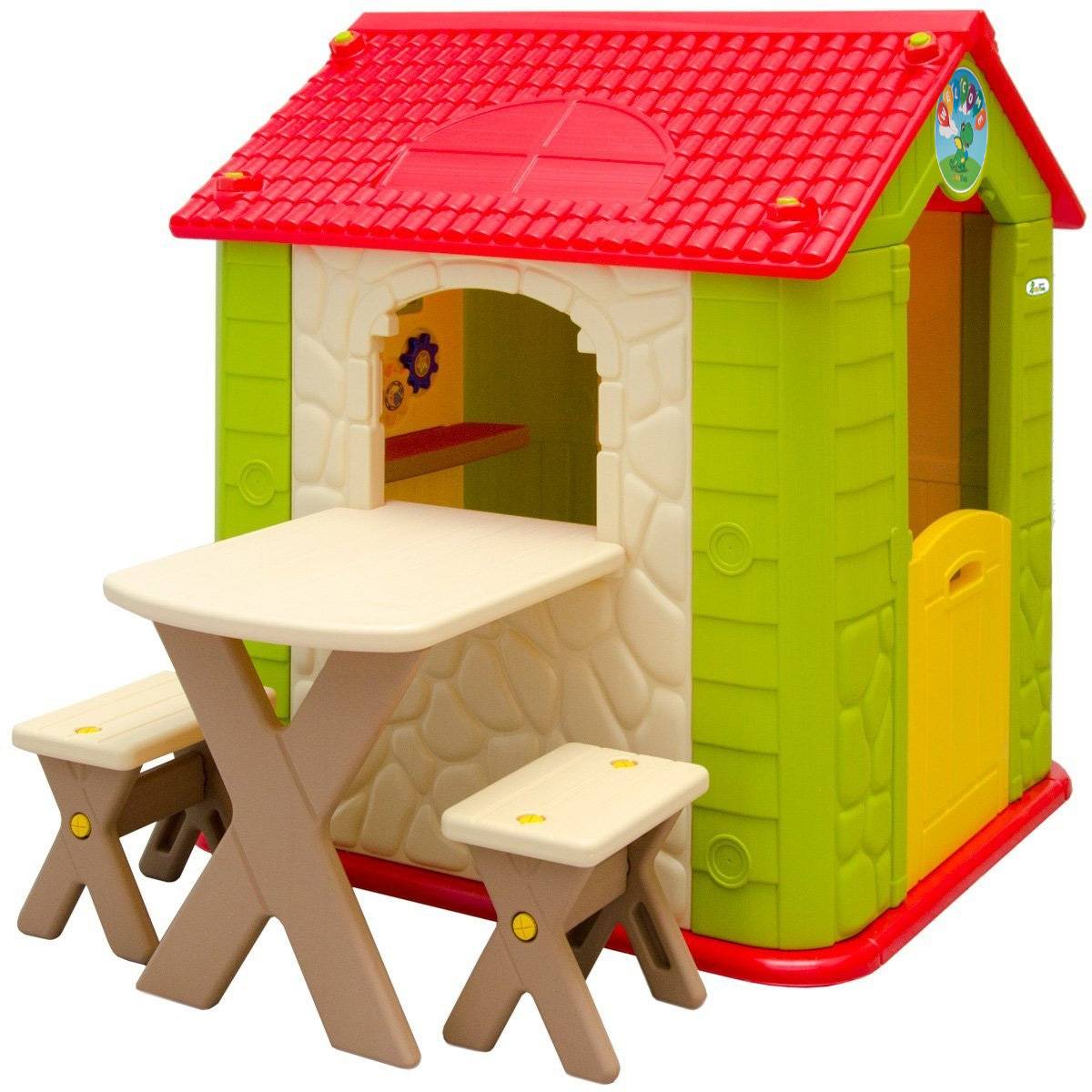 Kinder Spielhaus ab 1 - Garten Kinderhaus mit Tisch - Indoor Kinderspielhaus