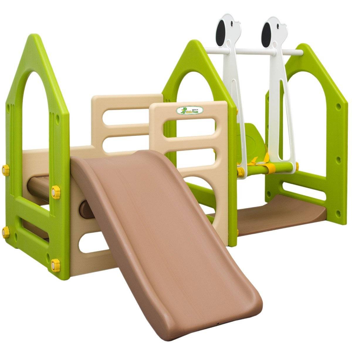 Kinder Spielplatz ab 1 Jahr 155x135 Garten Spielturm - Baby Rutsche mit Schaukel