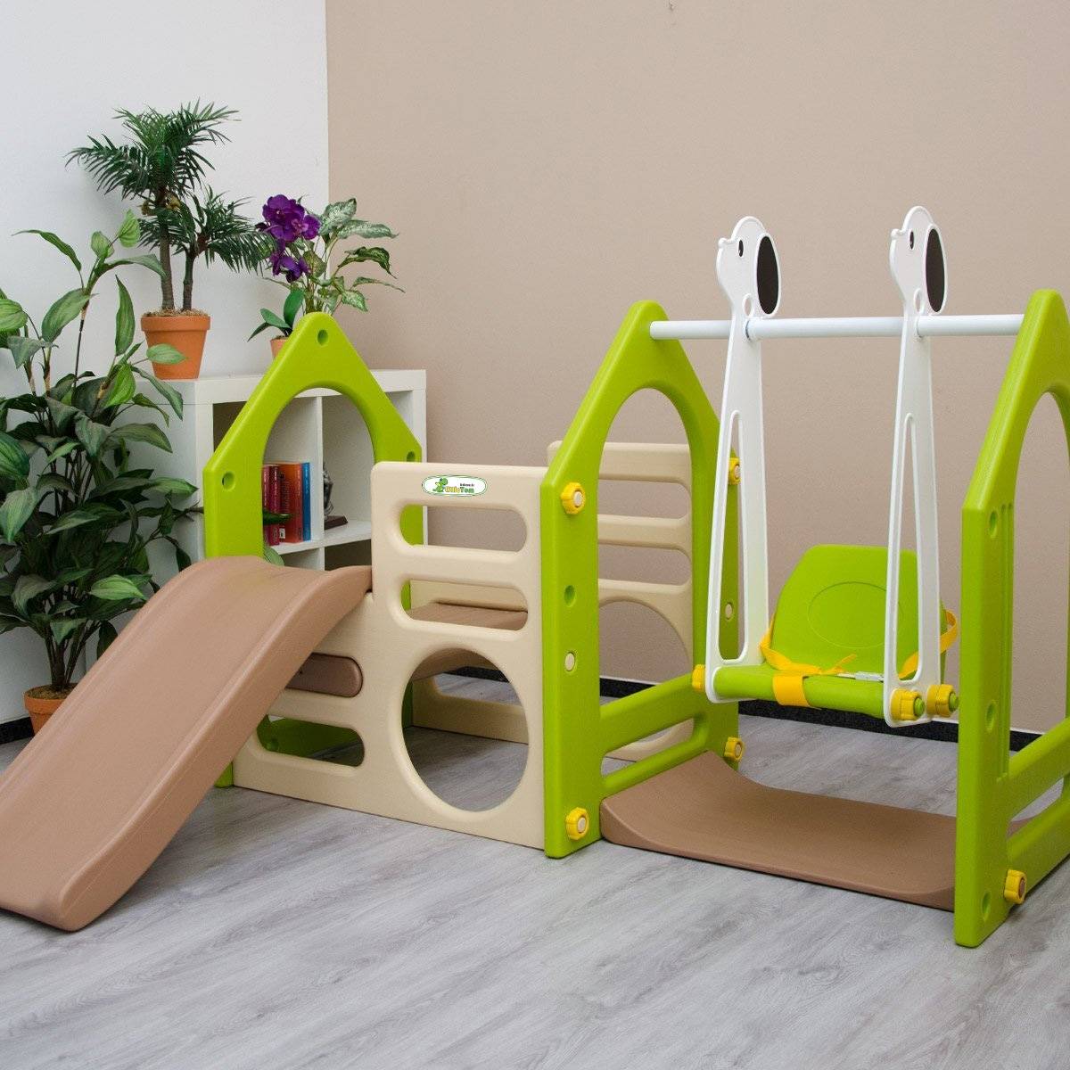 Kinder Spielplatz ab 1 Jahr 155x135 Garten Spielturm - Baby Rutsche mit Schaukel