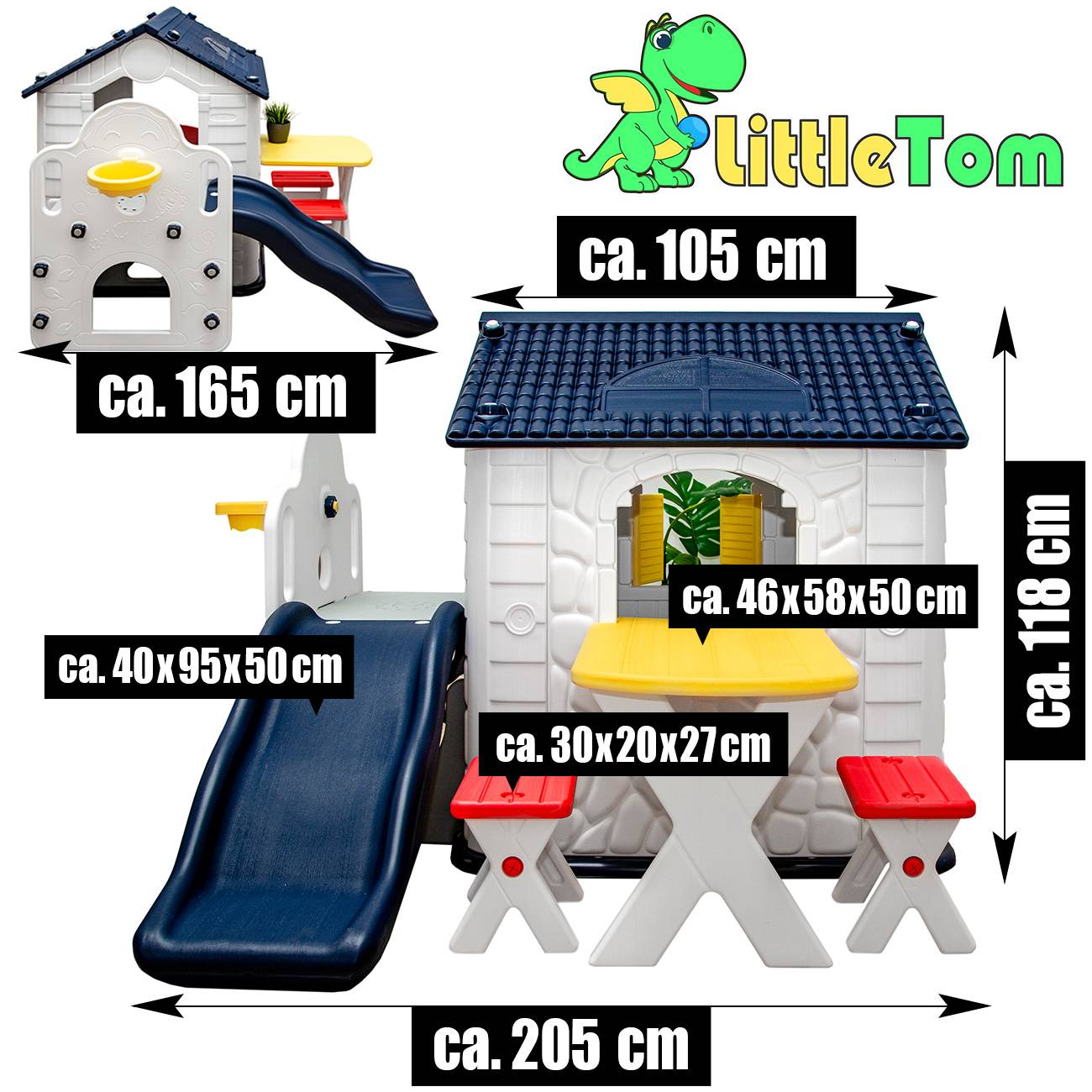Kinder Spielhaus mit Rutsche - Garten Kinderhaus ab 1 - Indoor Kinderspielhaus