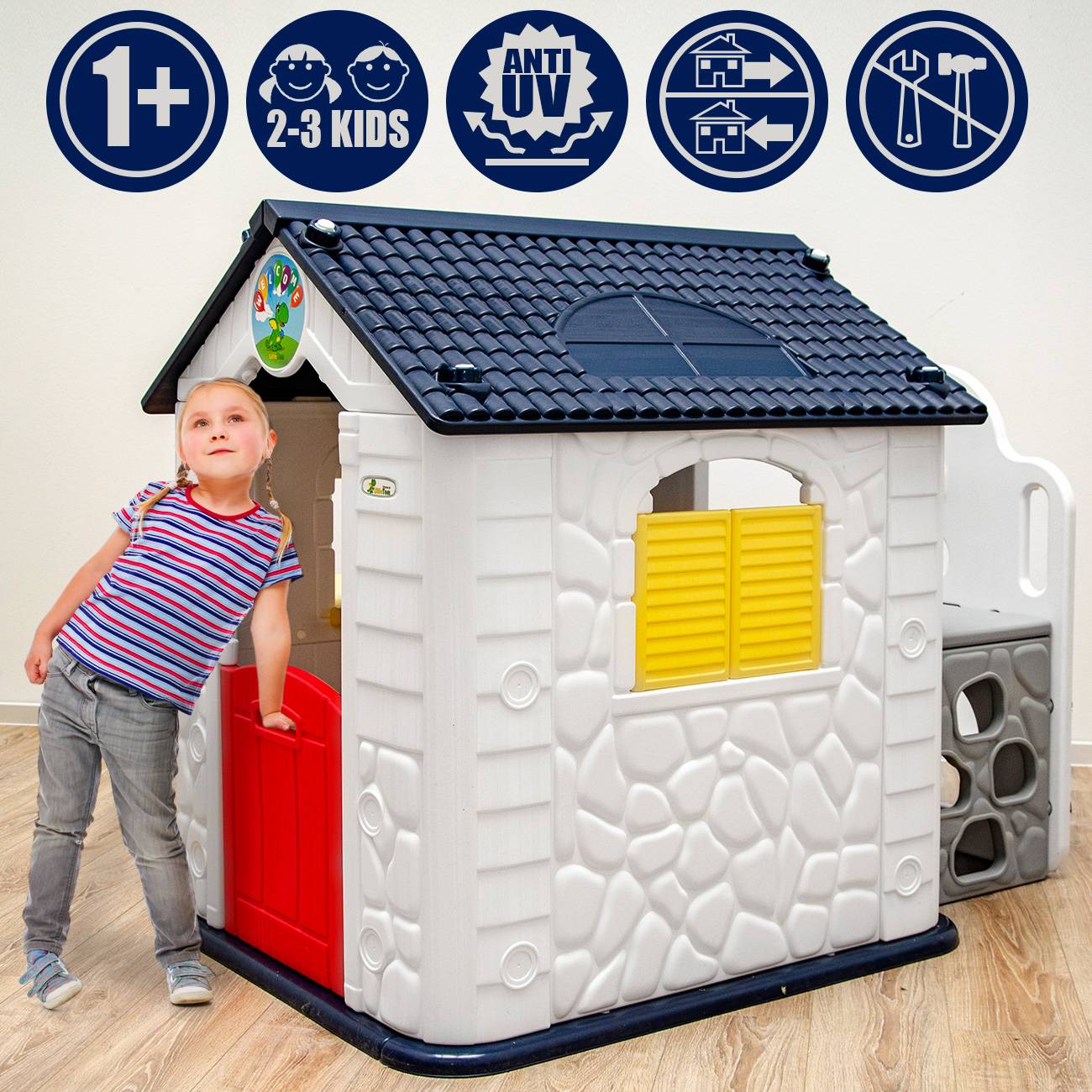 Kinder Spielhaus mit Rutsche - Garten Kinderhaus ab 1 - Indoor Kinderspielhaus