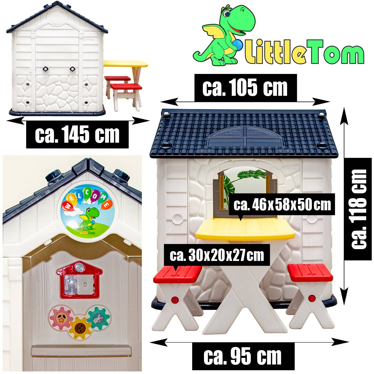 Kinder Spielhaus ab 1 - Garten Kinderhaus mit Tisch - Kinderspielhaus Kunststoff