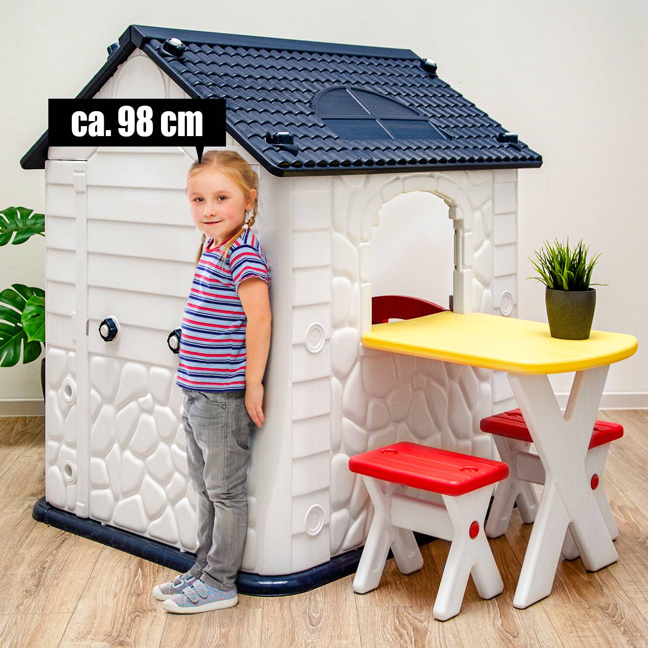 Kinder Spielhaus ab 1 - Garten Kinderhaus mit Tisch - Kinderspielhaus Kunststoff