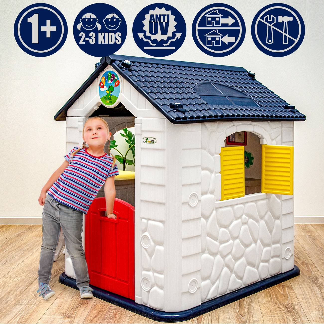 Kinder Spielhaus ab 1 - Garten Kinderhaus mit Tisch - Kinderspielhaus Kunststoff