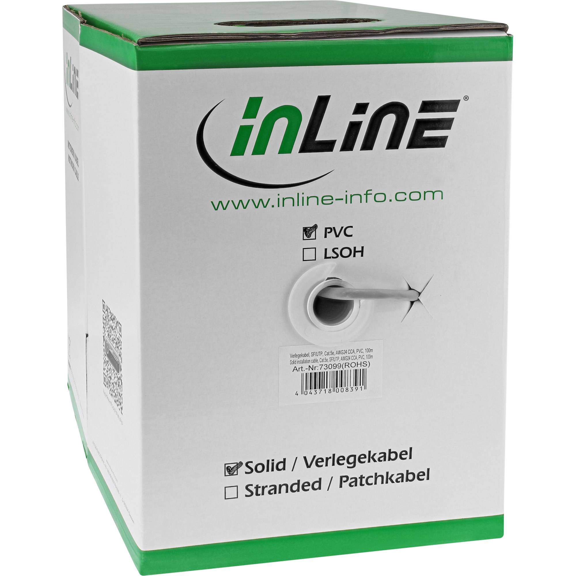 INLINE - Verlegekabel - SF/UTP - Cat.5e - AWG24 CCA - PVC - 100m