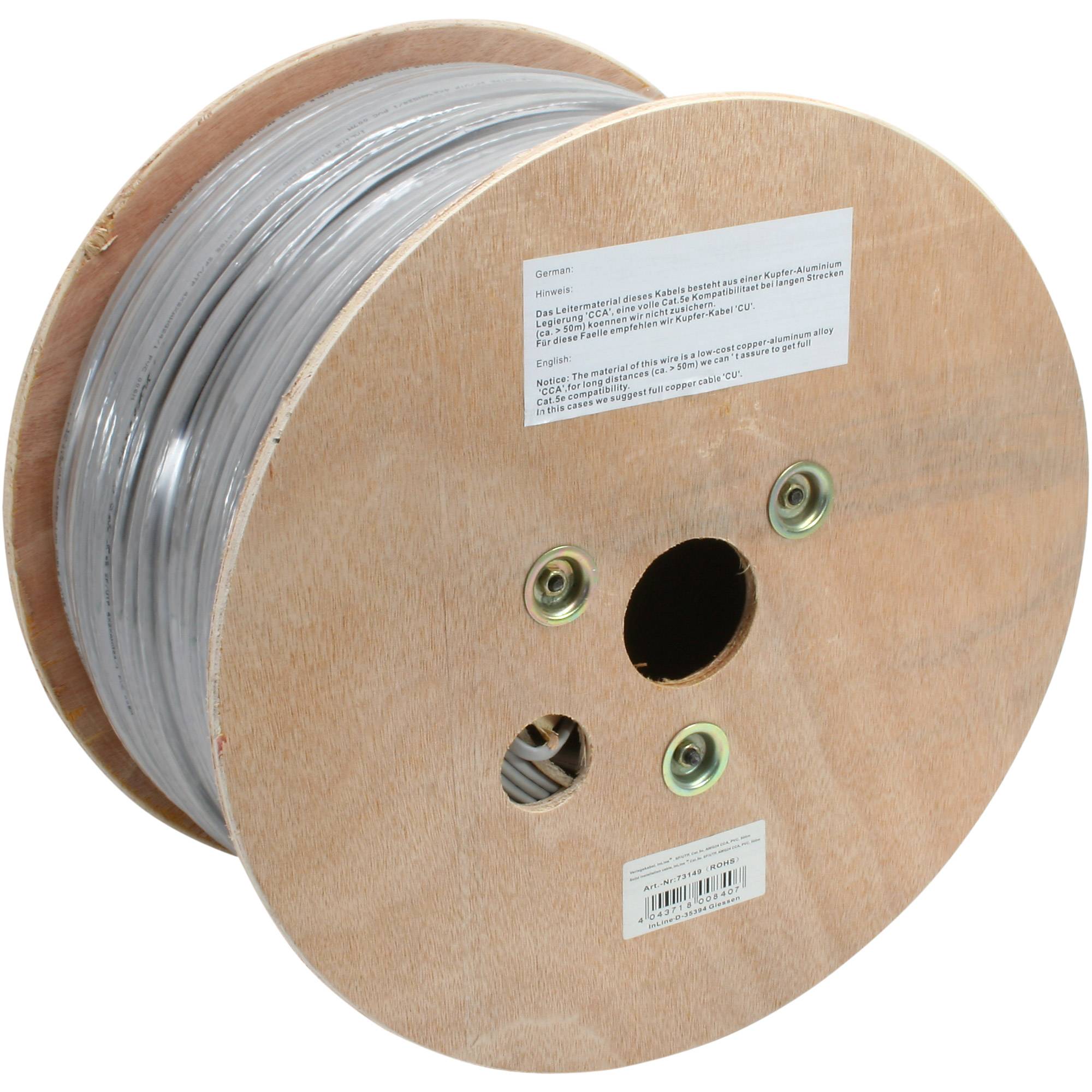 InLine Verlegekabel - SF/UTP - Cat.5e - AWG24 CCA - PVC - 500m - 500 m - Kupferd